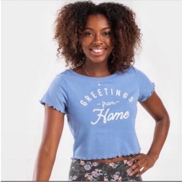 Francesca's Size Small Blue Crop Top. - Picture 3 of 5